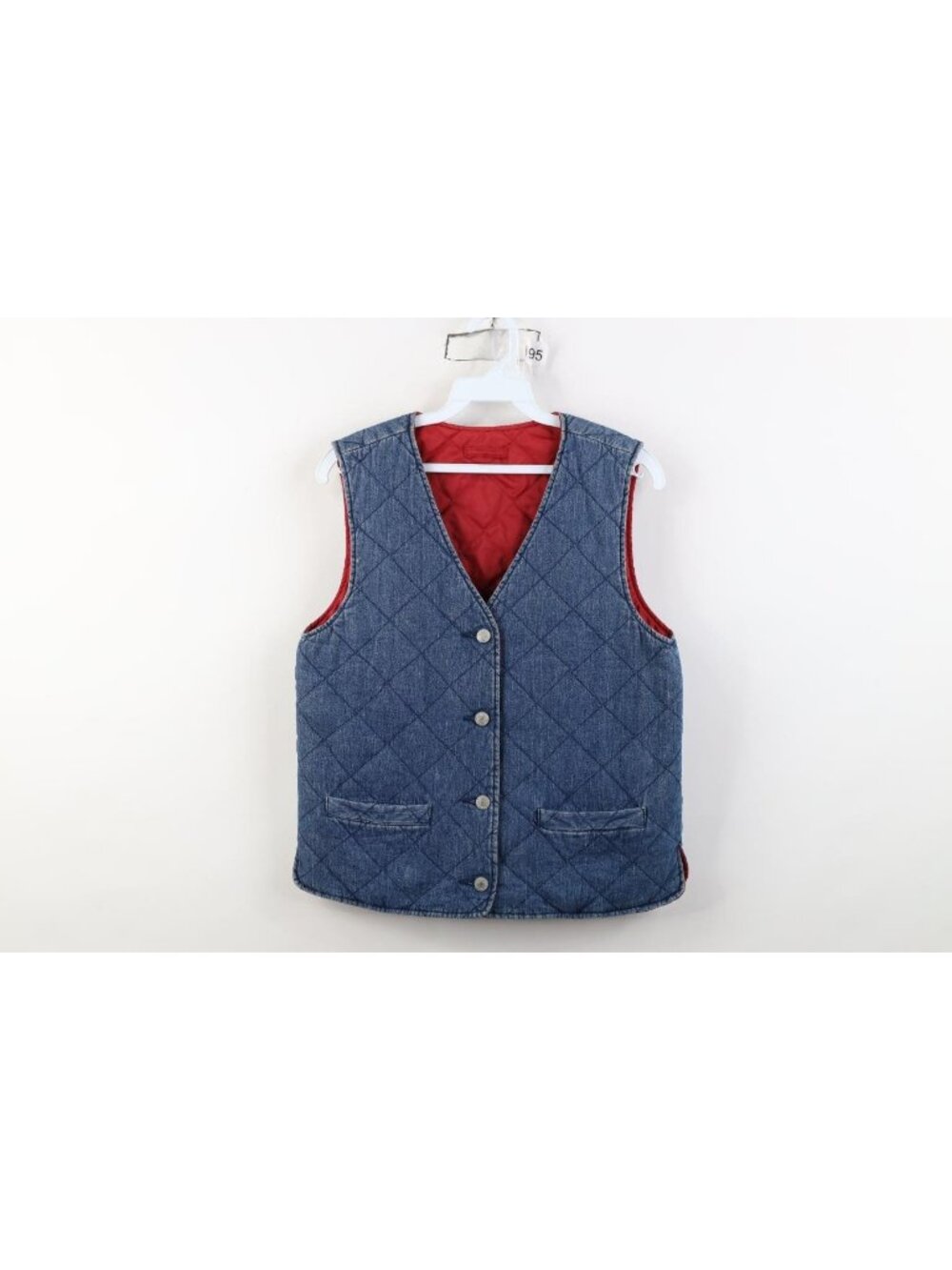 Vintage 90s Streetwear Womens Small Reversible Quilted Denim Jean Vest Jacket